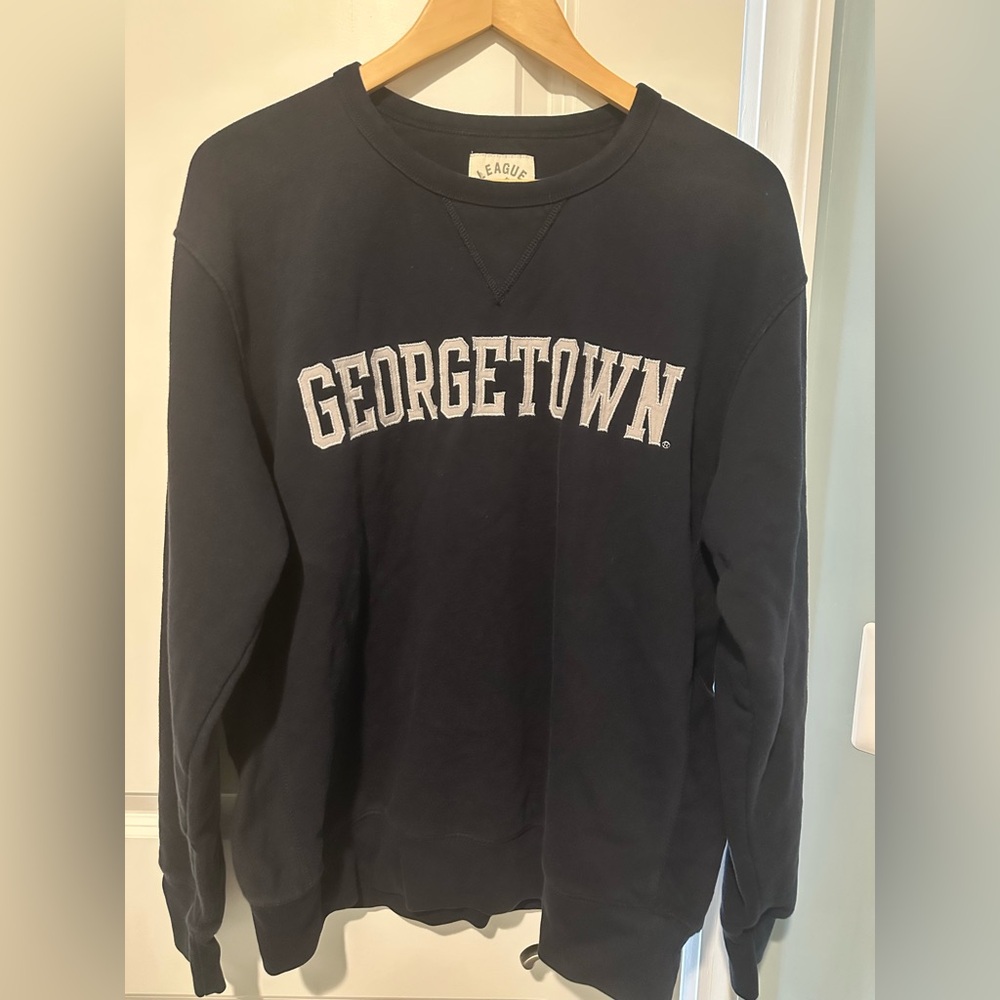 League Men's Navy Georgetown Sweater Size L